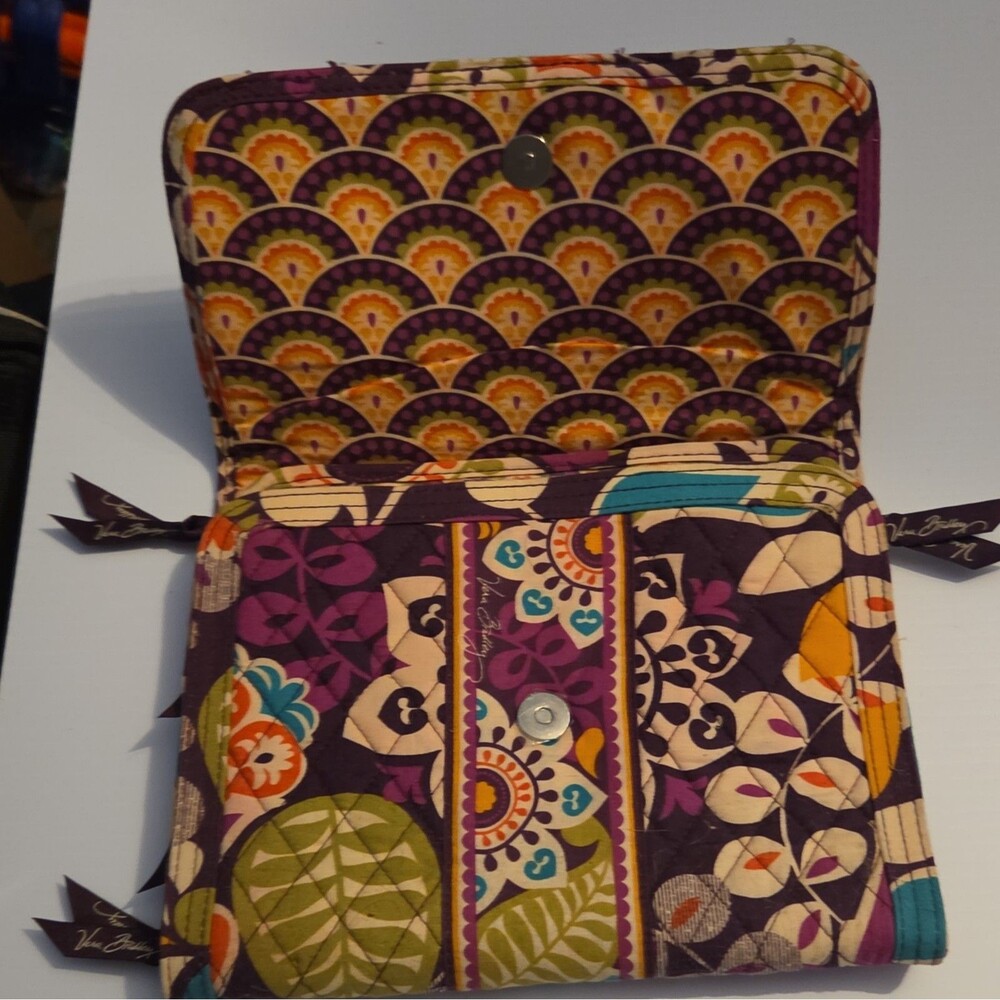 Vera Bradley Folding Travel Organizer Plum Crazy Purple Floral Cosmetic Bag Case - Picture 4 of 16